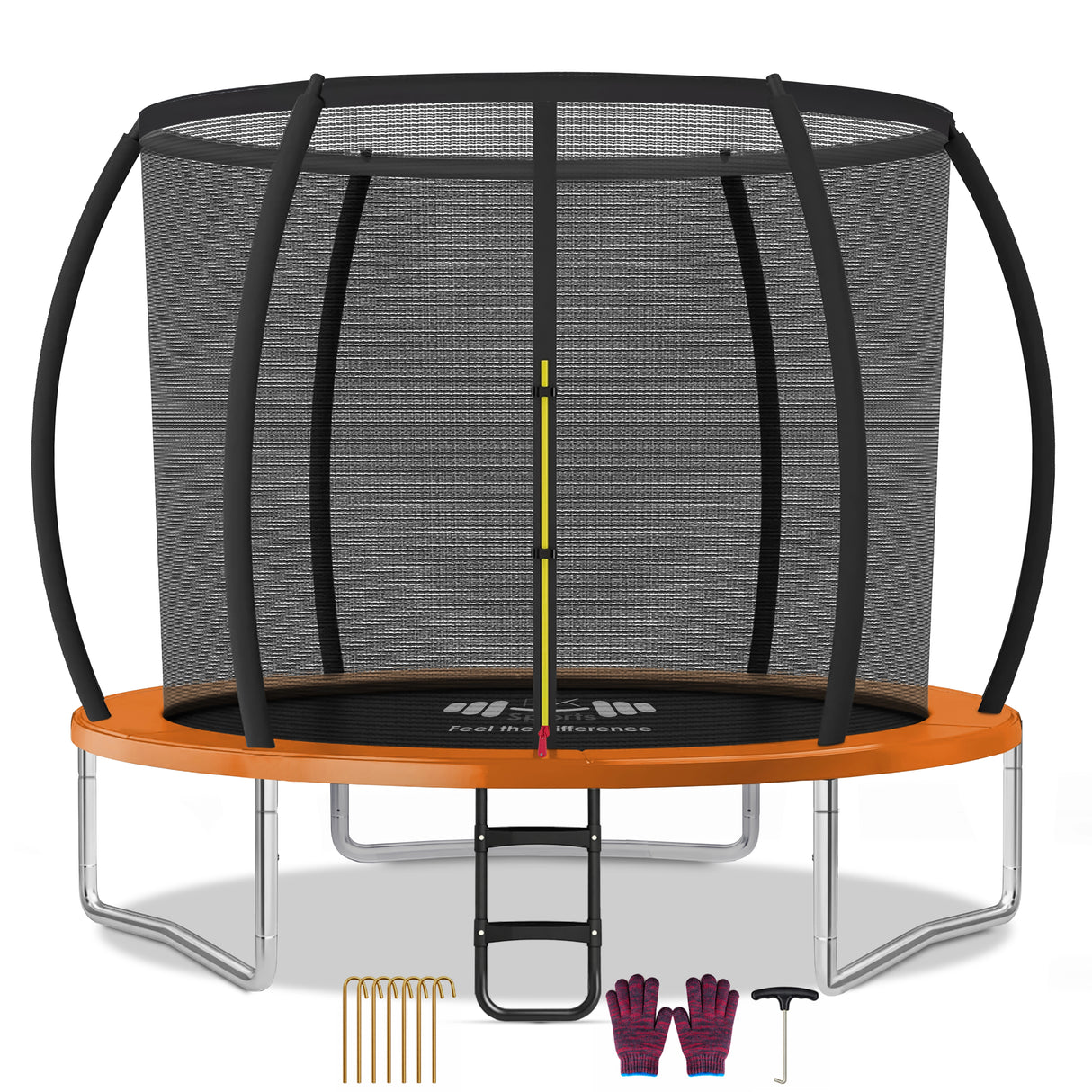 Outdoor Trampoline 6FT/8FT/10FT/12FT - Rebounder Trampoline for Toddlers, Kids & Adults with Safety Enclosure Net, Anti-tear, UV-Proof Pad, Exercise & Fitness