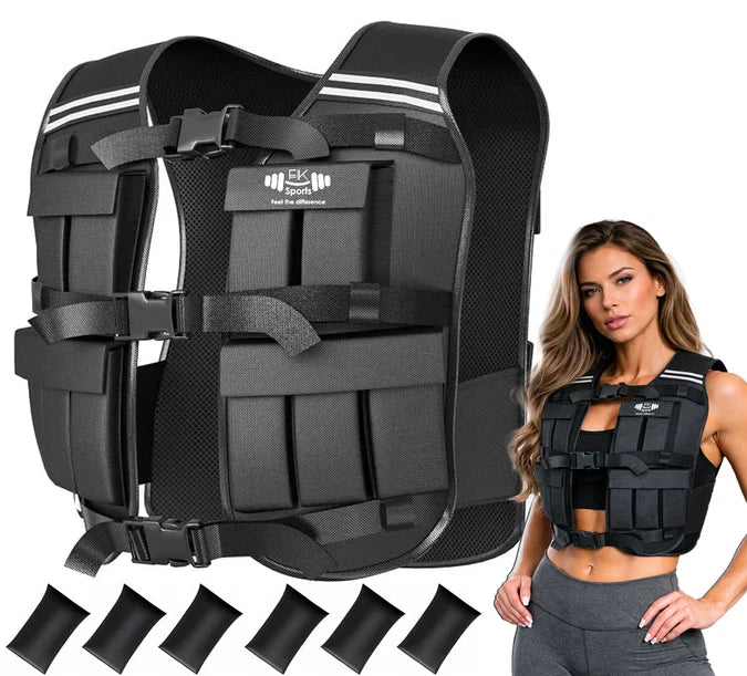 FK Sports 10KG Weighted Vest With Vibration Plate Exercise Machine – Home Gym Fitness Workout Combo