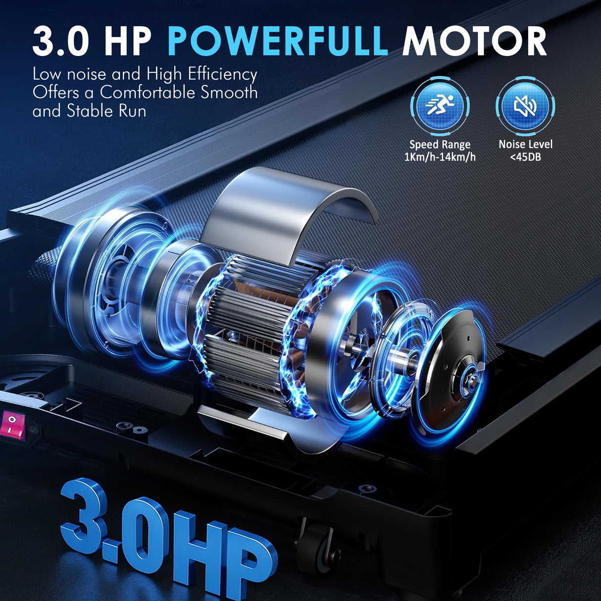 Folding Electric Treadmill Running Machine – Motorised Walking Pad for Home Gym Fitness