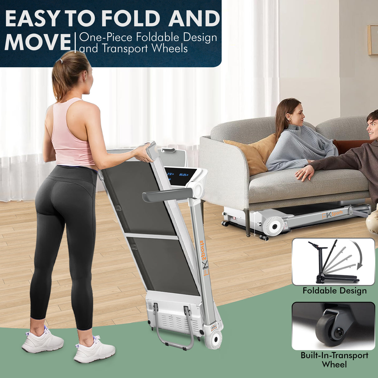 Folding Electric Treadmill Running Machine – Motorised Walking Pad for Home Gym Fitness