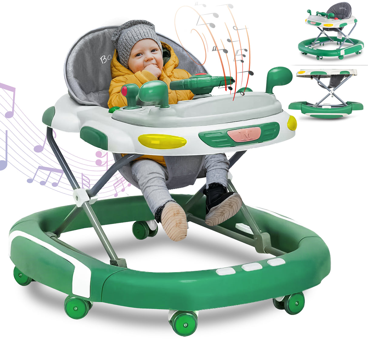 Baby Walker/Rocker Bouncer First Steps Push Along Activity Music Ride On Car UK