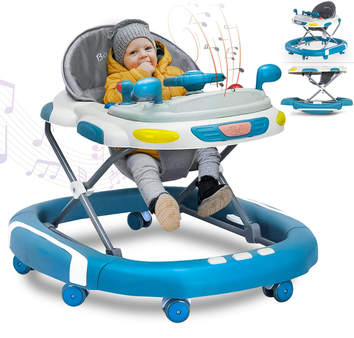 Baby Walker/Rocker Bouncer First Steps Push Along Activity Music Ride On Car UK