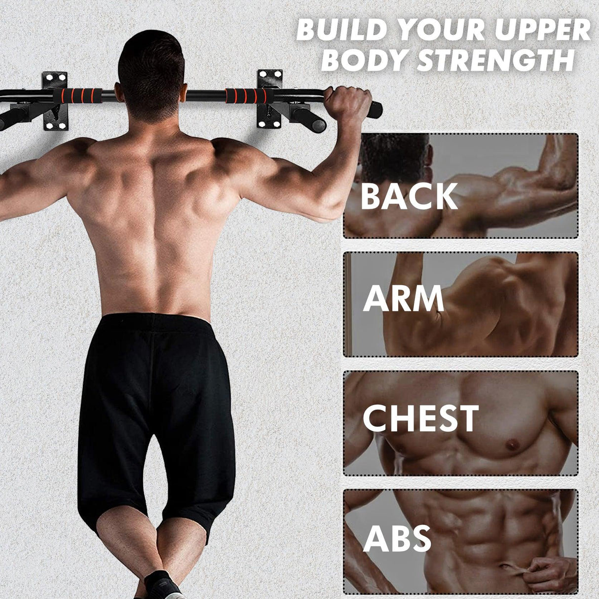 Wall Mounted Pull Chin Up Bar Heavy Duty Dip Station Gym Home Exercise Fitness