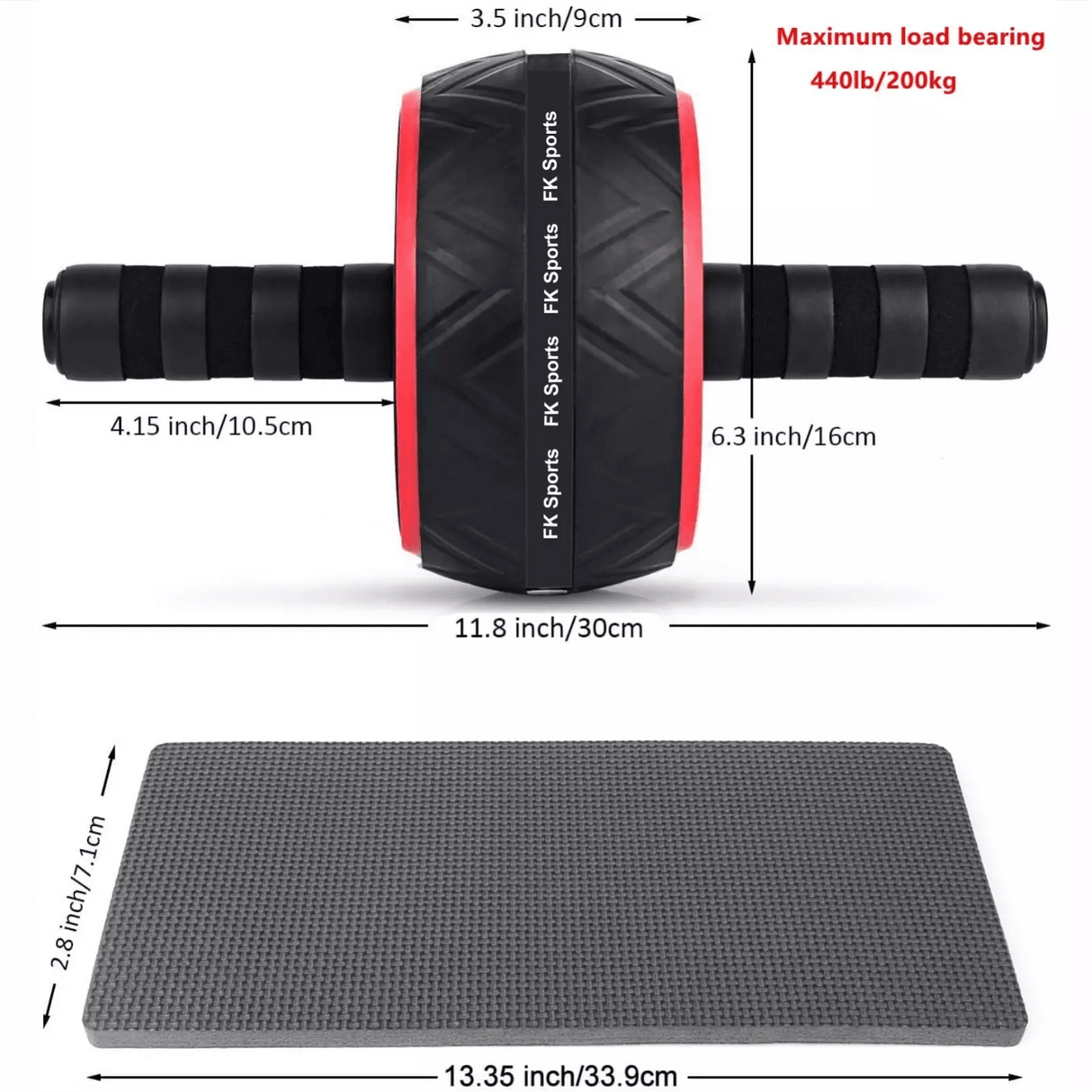 Ab Roller with Large Knee Mat – Ab Wheel Exercise Equipment for Core & Abdominal Workouts at Home or Gym