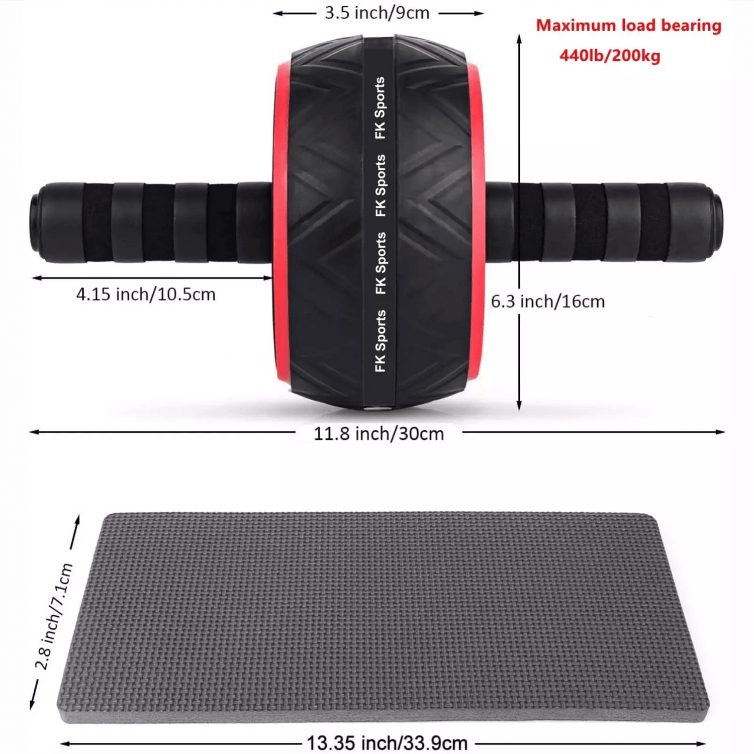 Ab Roller with Large Knee Mat – Ab Wheel Exercise Equipment for Core & Abdominal Workouts at Home or Gym