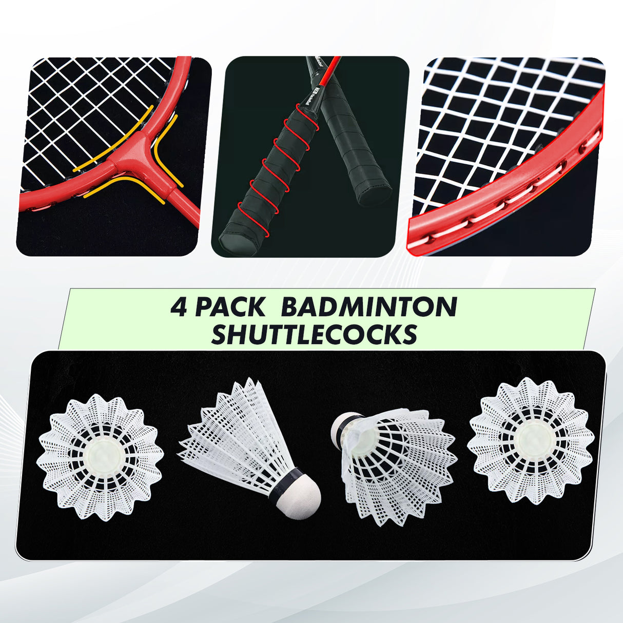 Badminton Set – 4 Rackets, Net, Shuttlecocks & Bag for Outdoor Play