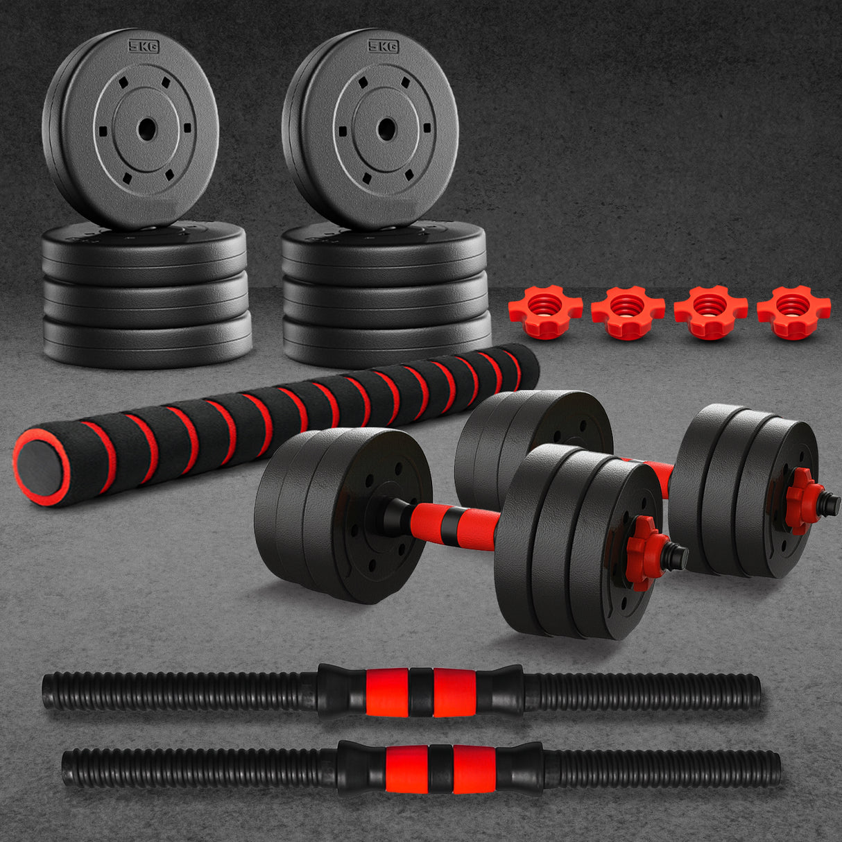 (20/30/40kg) Adjustable Dumbbells & Barbell Set – Home Gym Weights with Connecting Rod for Men & Women