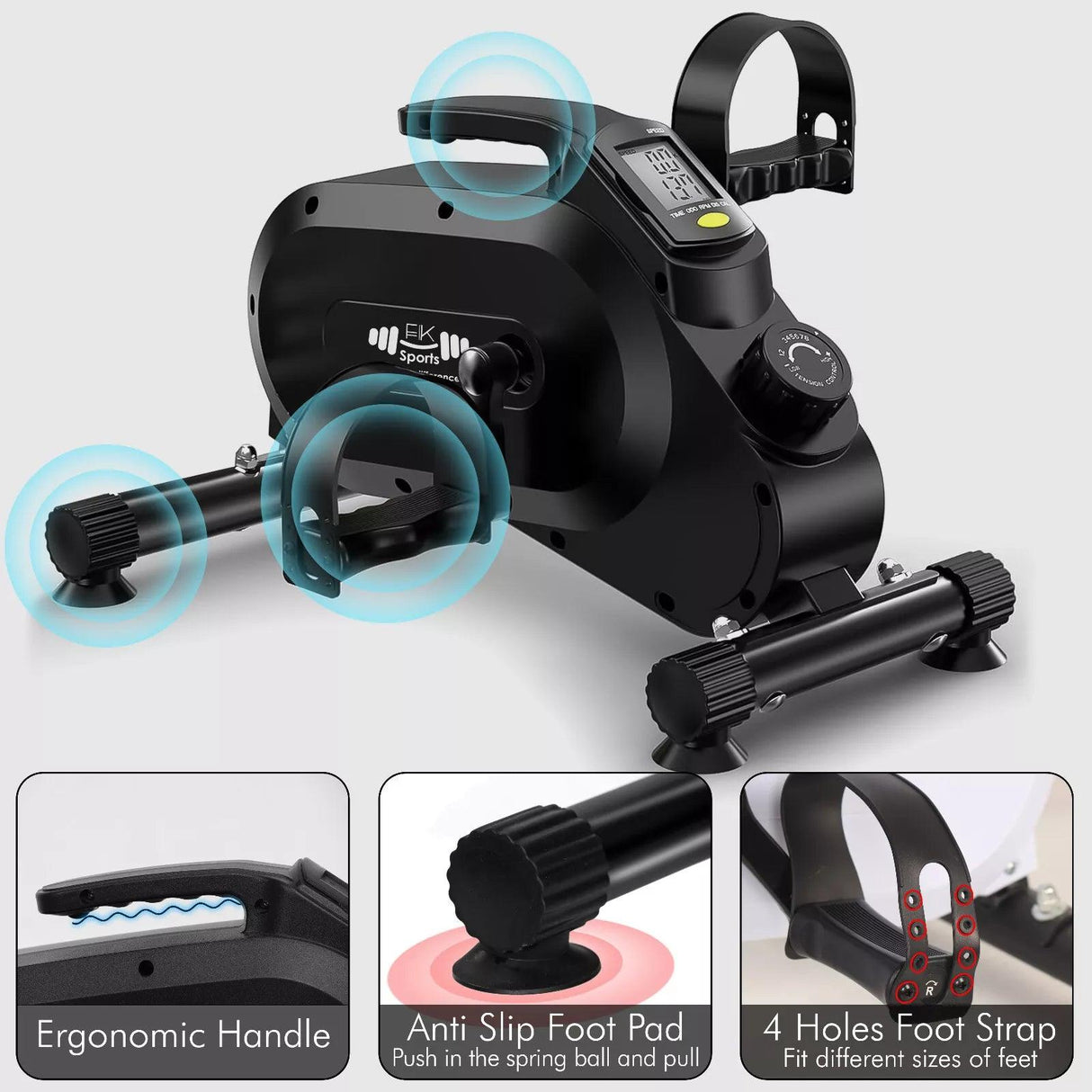 Mini Exercise Bike – Under Desk Pedal Exerciser with 8-Level Magnetic Resistance & LCD Display – Quiet Workout Machine for Arms & Legs at Home