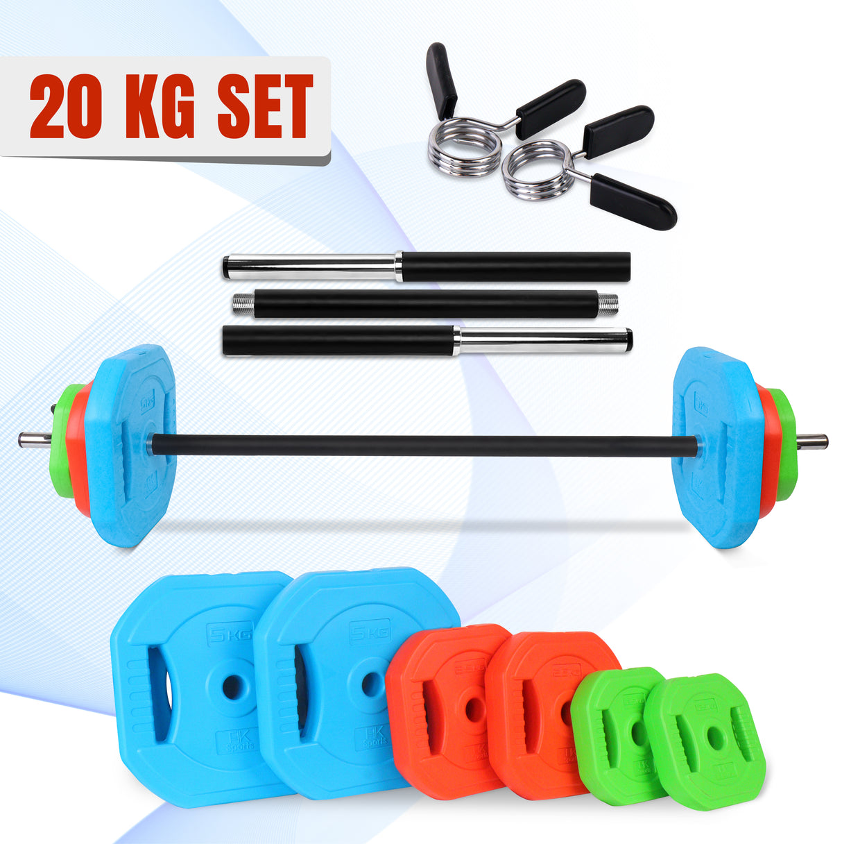 20KG–30KG Barbell Weight Set – Strength Training Pump Set Kit for Home Gym Workout