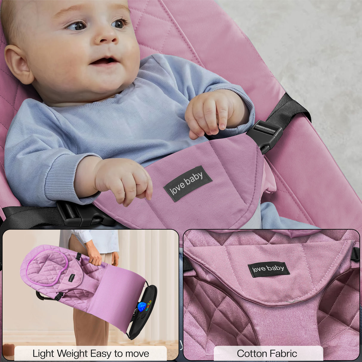 Newborn Baby Bouncer Chair – Soft, Durable & Foldable Infant Rocker Seat