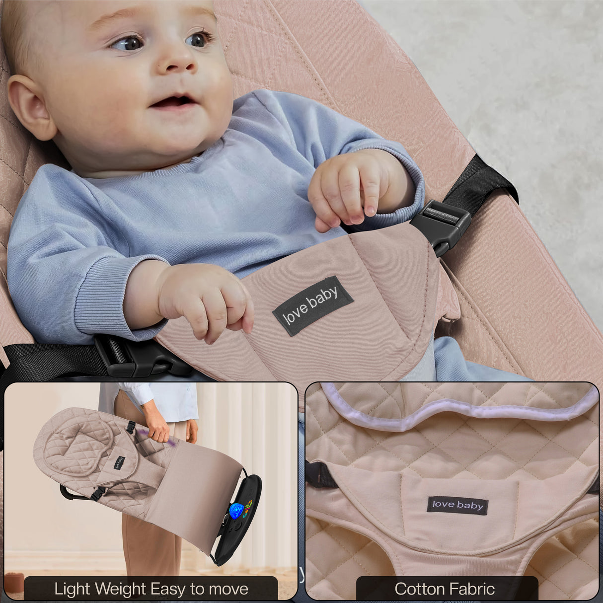 Newborn Baby Bouncer Chair – Soft, Durable & Foldable Infant Rocker Seat