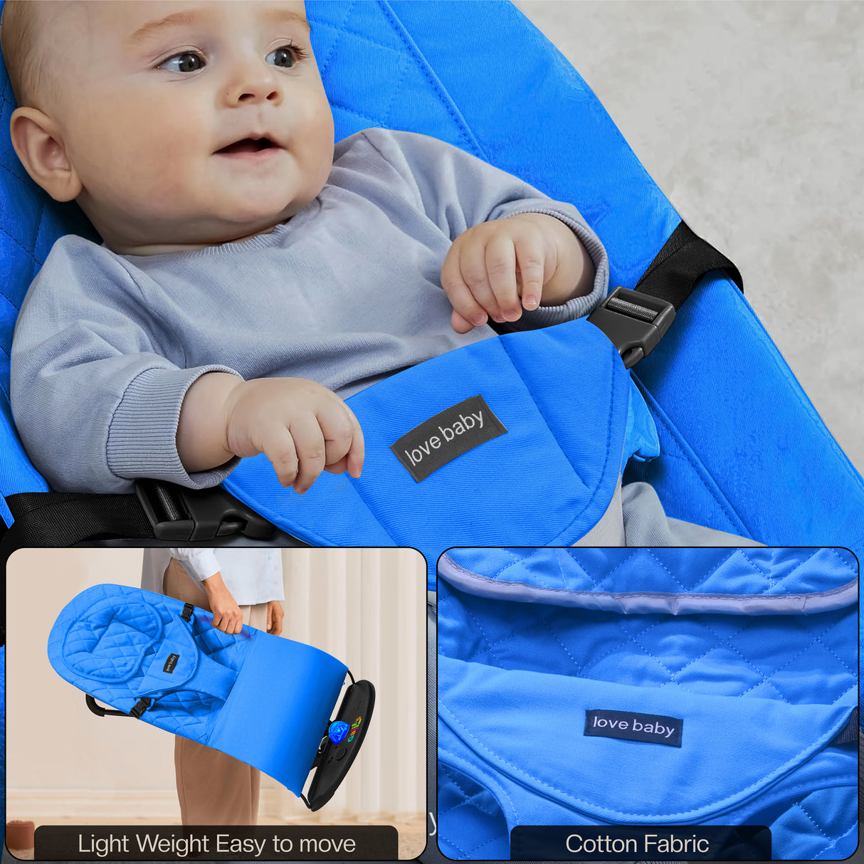 Newborn Baby Bouncer Chair – Soft, Durable & Foldable Infant Rocker Seat