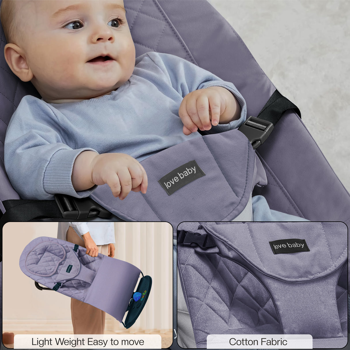 Newborn Baby Bouncer Chair – Soft, Durable & Foldable Infant Rocker Seat