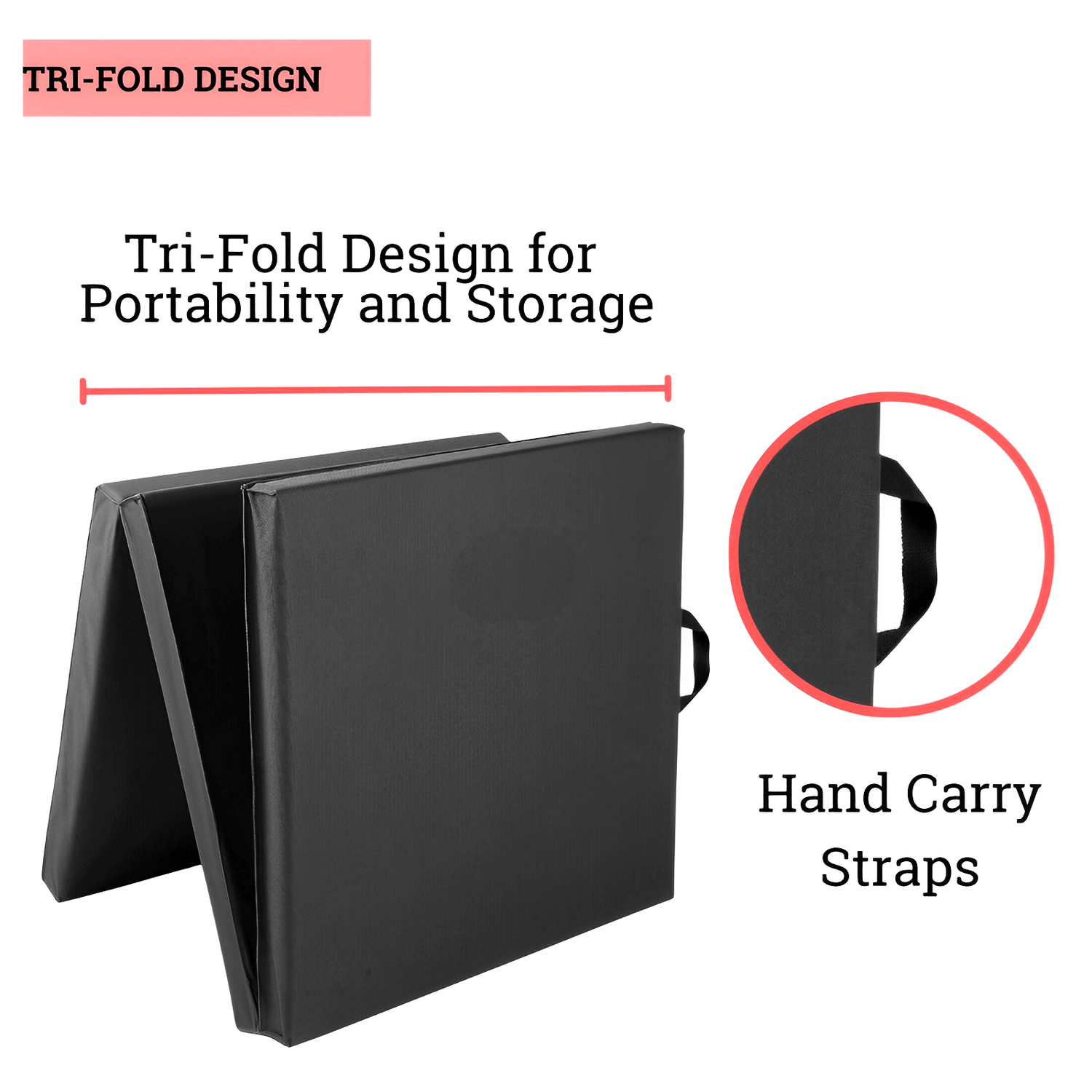 Tri Folding Mat Exercise Gym Gymnastic Fitness Workout Mat with Handles 3 Panels