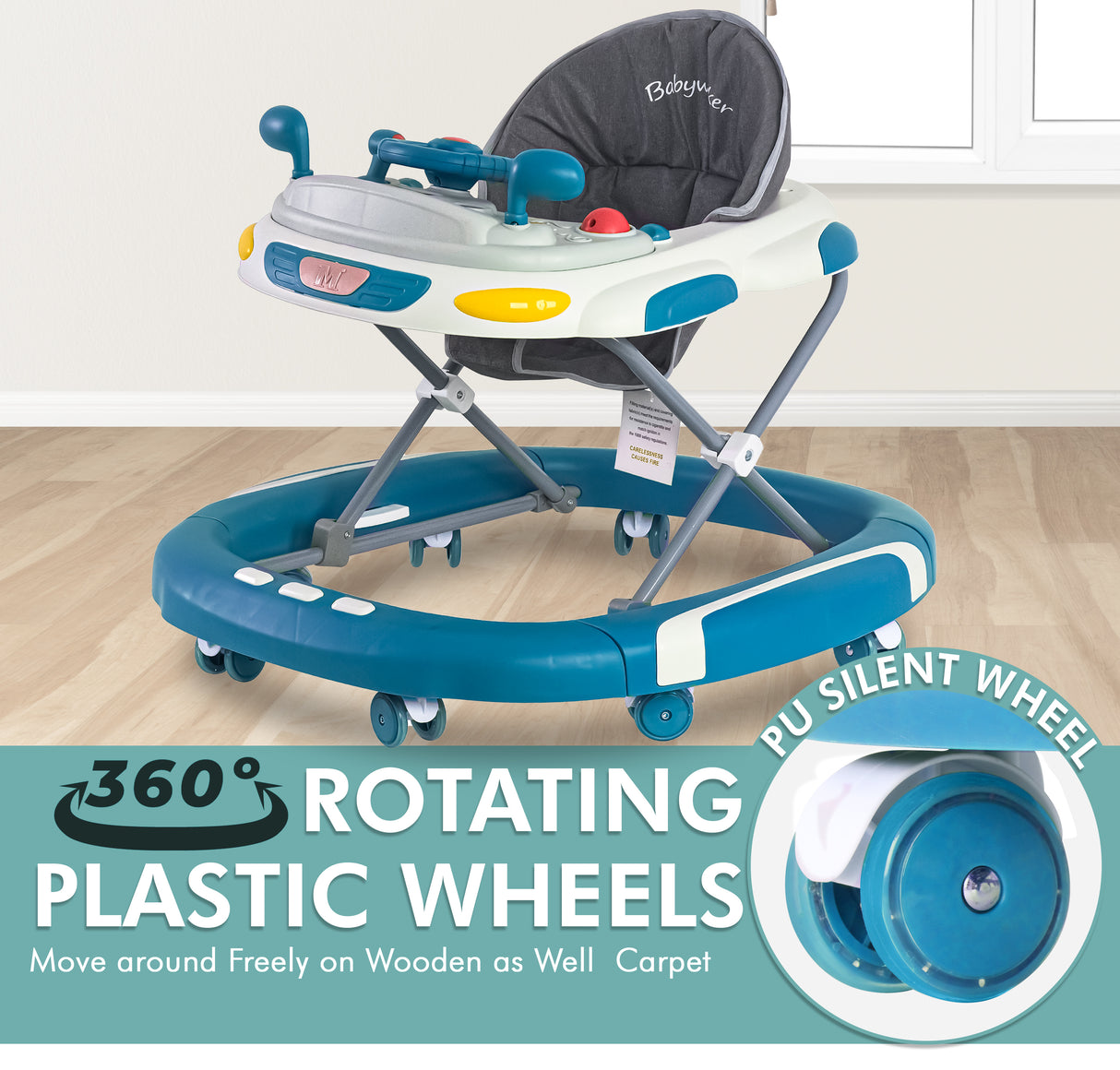 Baby Walker/Rocker Bouncer First Steps Push Along Activity Music Ride On Car UK