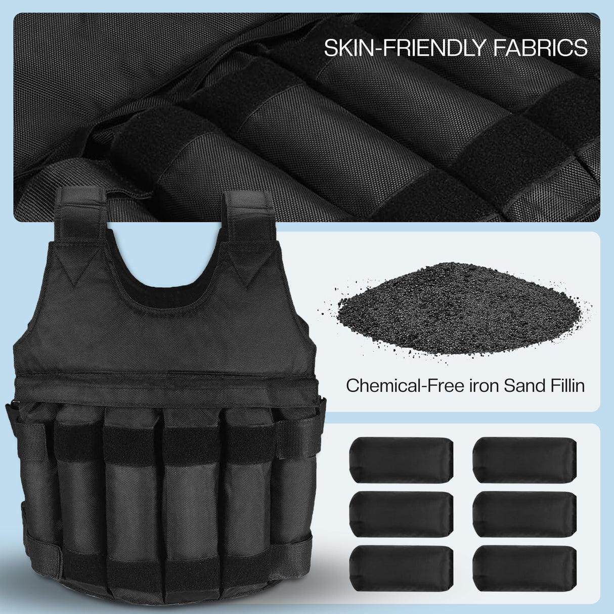 Weighted Vest for Men & Women – 5kg/10kg/20kg Weight Vest for Running, Boxing, Cardio & Strength Training – Durable Ironsand Body Weight Jacket