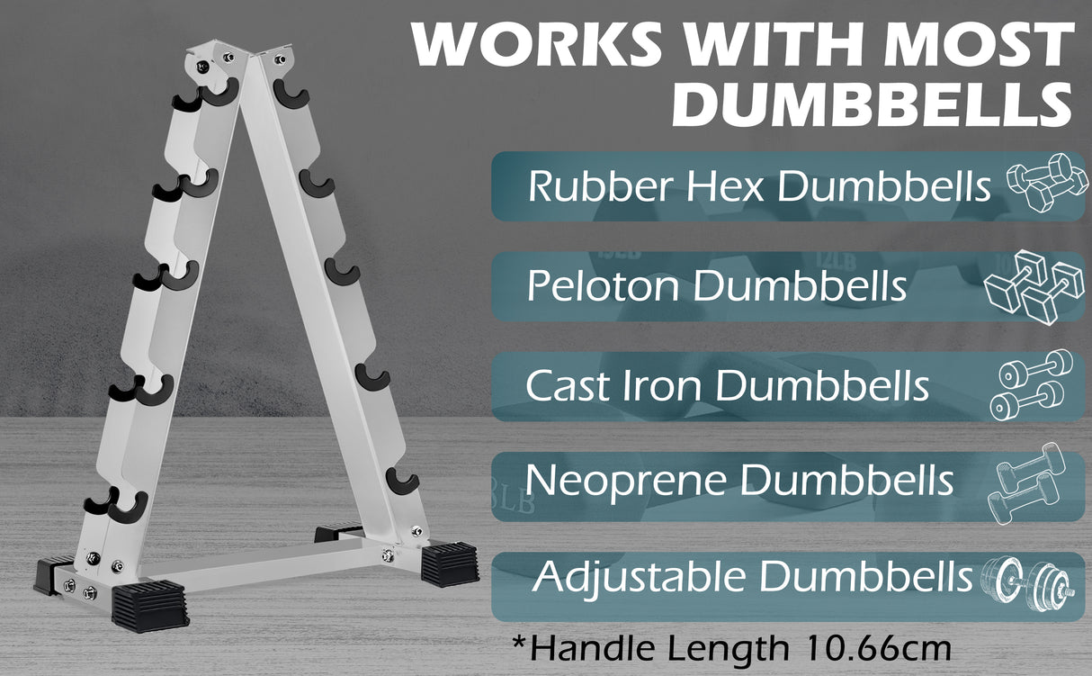 5-Tier Dumbbell Rack Stand – Heavy-Duty Steel Weight Storage for Home Gym