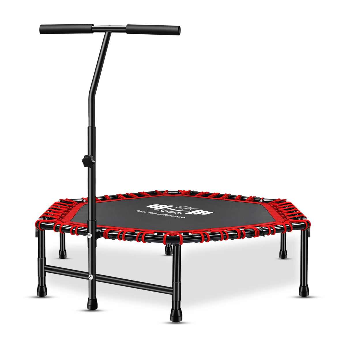 Hexagonal Fitness Trampoline Rebounder with Adjustable Handle – 40/48 Inch | FK Sports