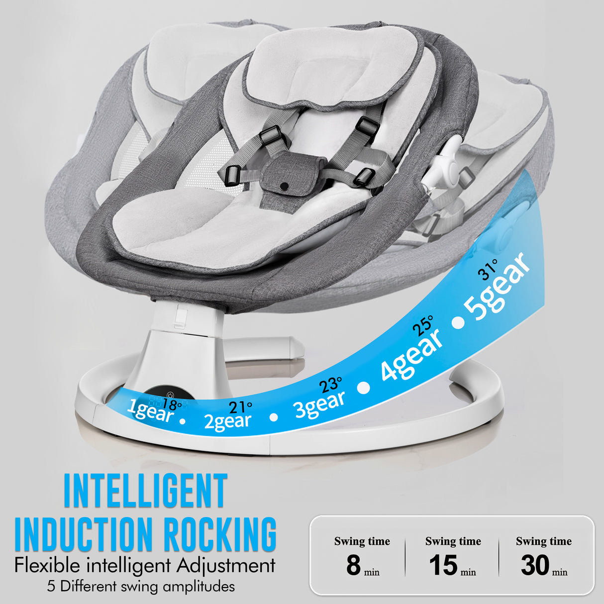 Electric Baby Swing with Bluetooth, Music, Remote – Infant Cradle & Bouncer Chair