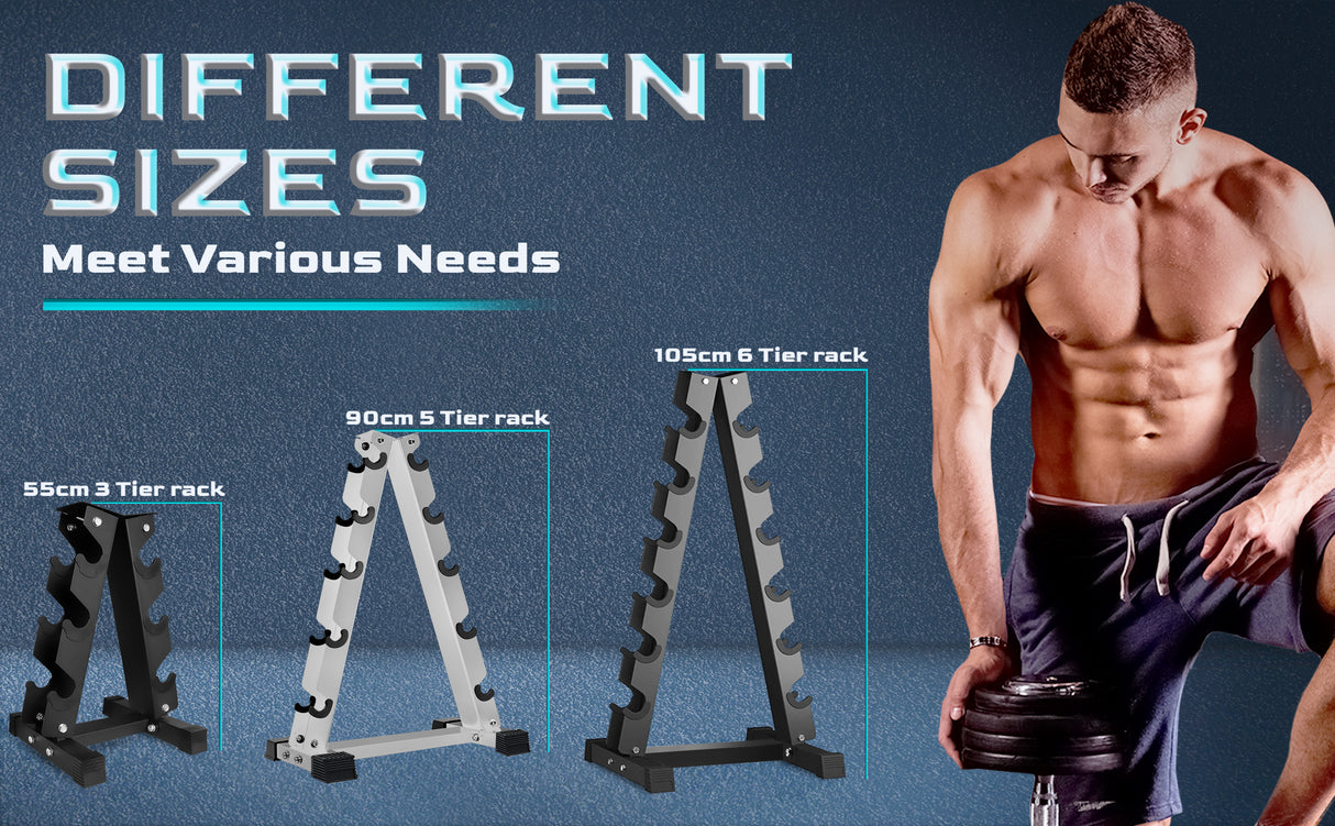 5-Tier Dumbbell Rack Stand – Heavy-Duty Steel Weight Storage for Home Gym