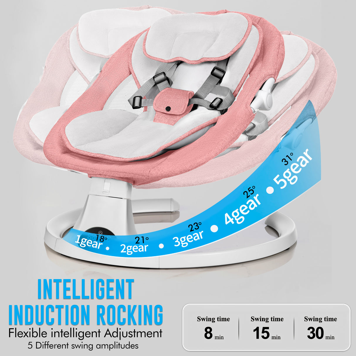 Electric Baby Swing with Bluetooth, Music, Remote – Infant Cradle & Bouncer Chair