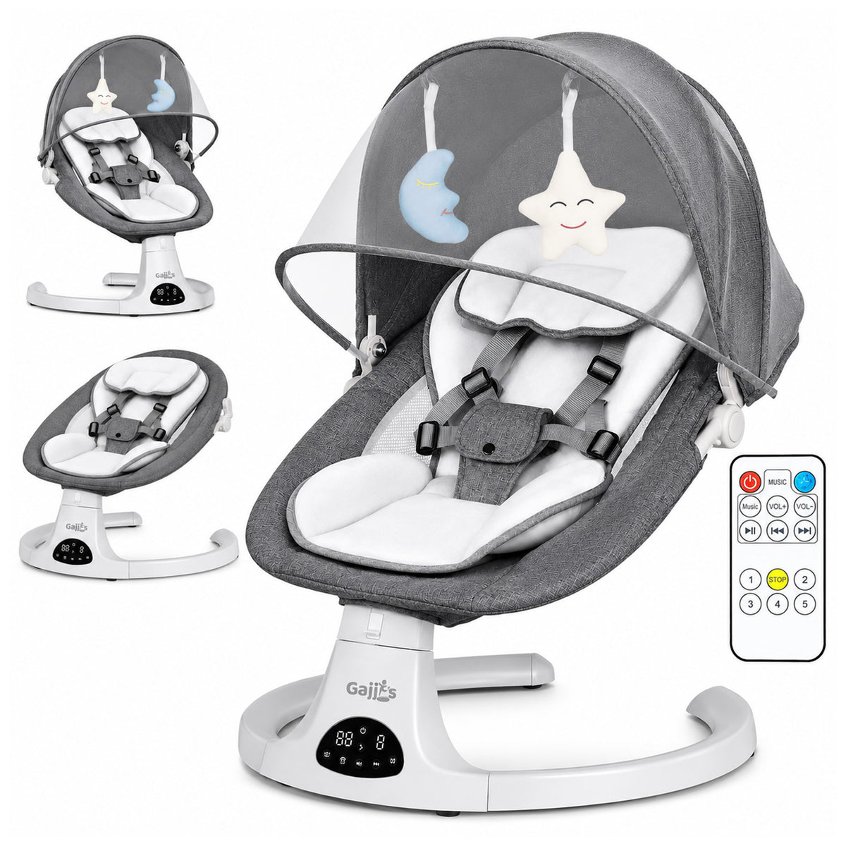 Electric Baby Swing Rocker Chair with Bluetooth & Remote