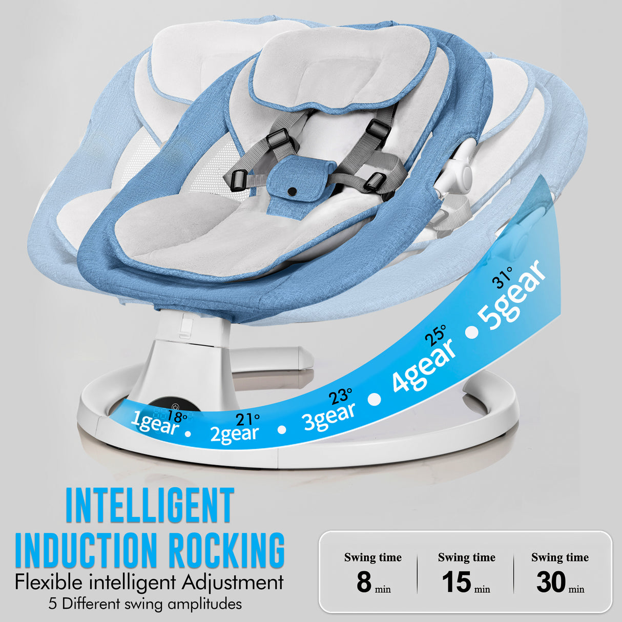 Electric Baby Swing with Bluetooth, Music, Remote – Infant Cradle & Bouncer Chair