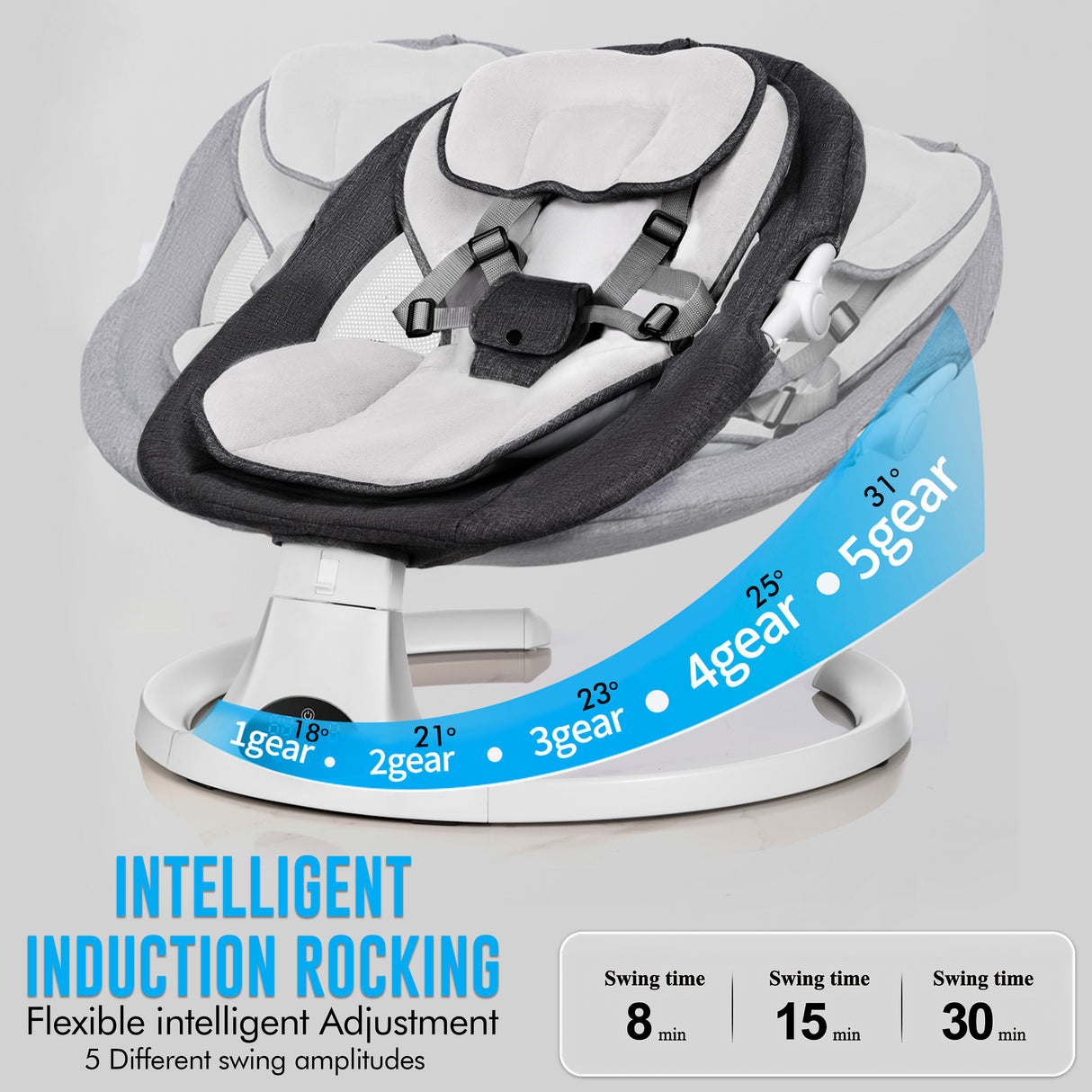 Electric Baby Swing with Bluetooth, Music, Remote – Infant Cradle & Bouncer Chair