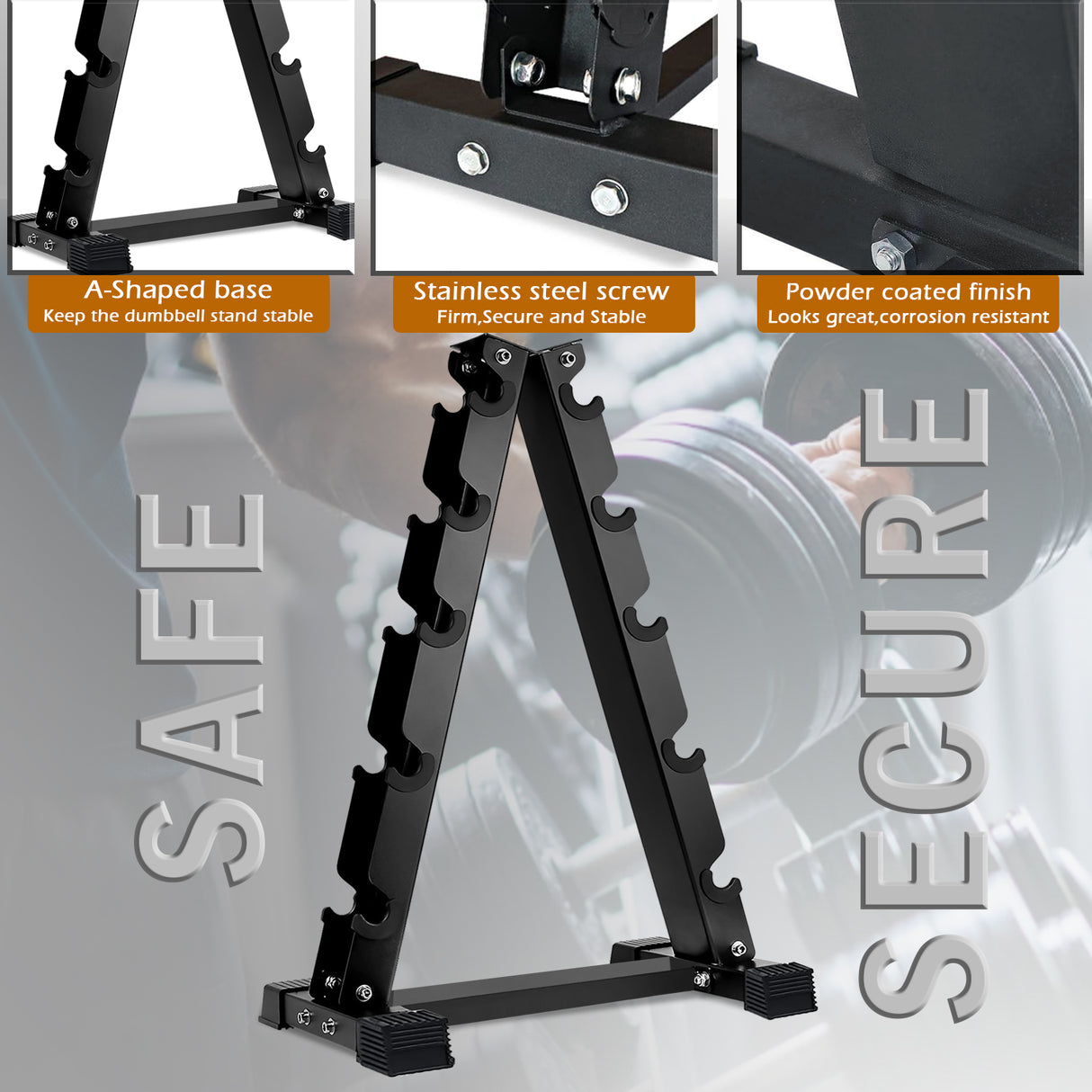 5-Tier Dumbbell Rack Stand – Heavy-Duty Steel Weight Storage for Home Gym