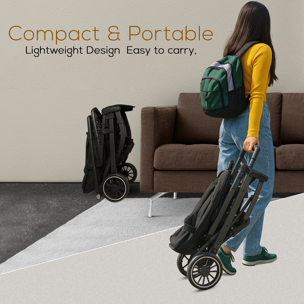 FK Sports Lightweight Foldable Baby Stroller – Compact Travel Pram with UV Canopy & Shock-Absorbing Wheels