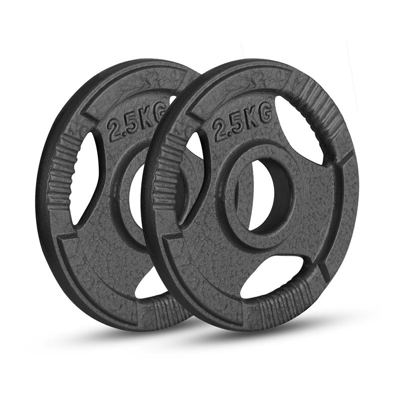 Olympic Cast Iron Weight Plates Set – Tri-Grip 2-Inch Barbell Weights (5kg to 25kg) – Pair – Ideal for Home & Gym Workouts