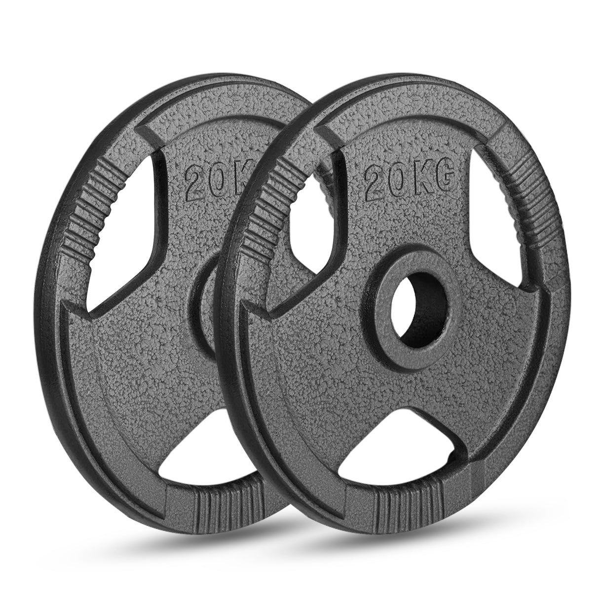 Olympic Cast Iron Weight Plates Set – Tri-Grip 2-Inch Barbell Weights (5kg to 25kg) – Pair – Ideal for Home & Gym Workouts