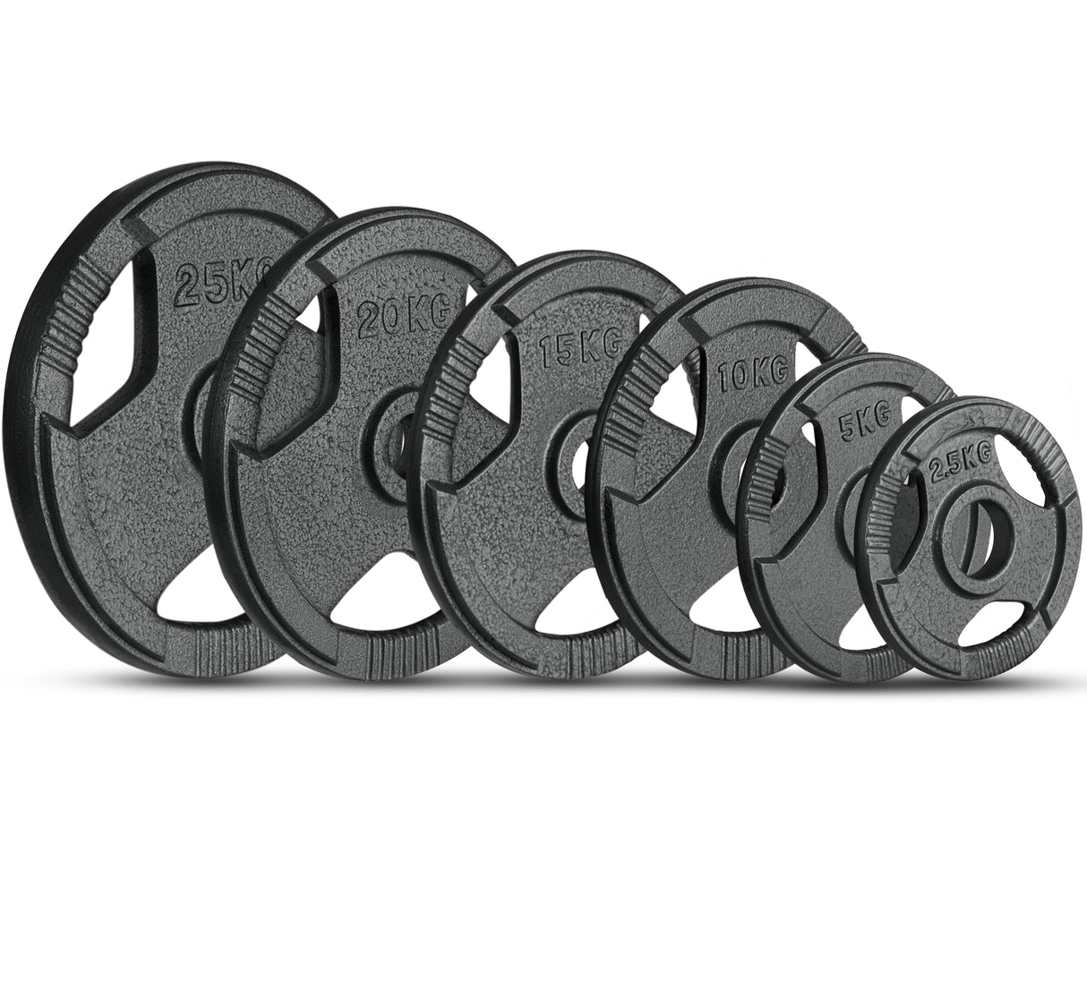 Olympic Cast Iron Weight Plates Set – Tri-Grip 2-Inch Barbell Weights (5kg to 25kg) – Pair – Ideal for Home & Gym Workouts