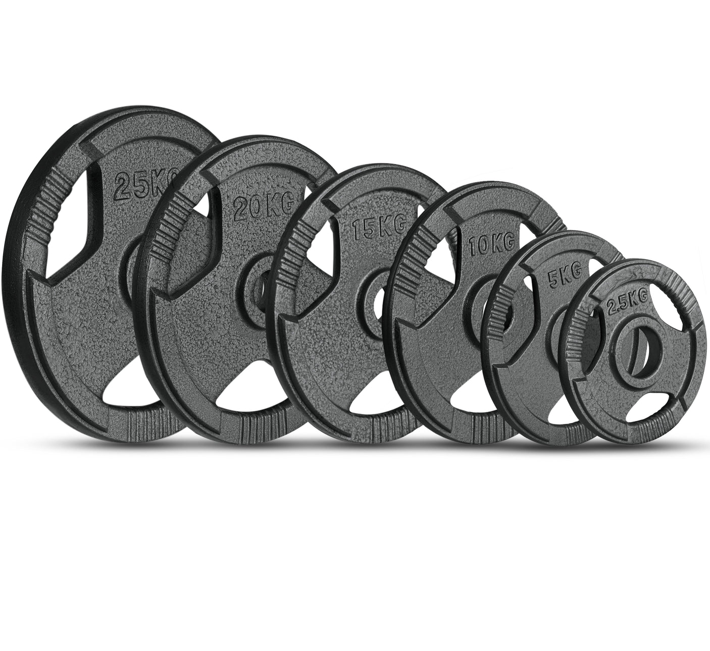 Olympic Cast Iron Weight Plates Set – Tri-Grip 2-Inch Barbell Weights (5kg to 25kg) – Pair – Ideal for Home & Gym Workouts