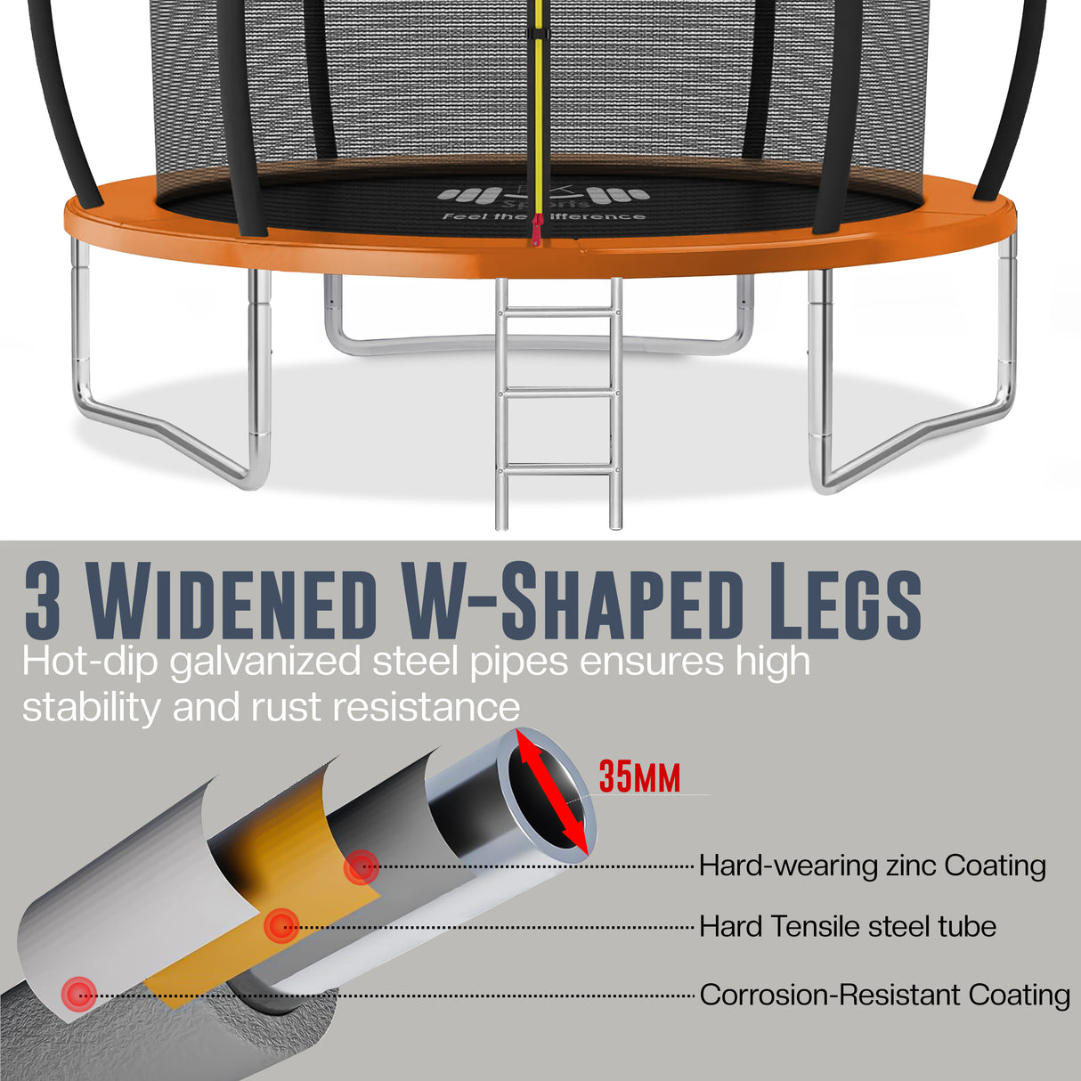 Outdoor Trampoline 6FT/8FT/10FT/12FT - Rebounder Trampoline for Toddlers, Kids & Adults with Safety Enclosure Net, Anti-tear, UV-Proof Pad, Exercise & Fitness