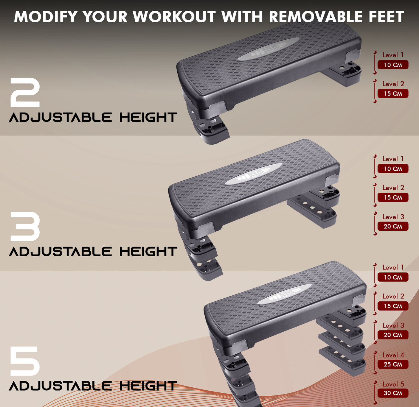 Aerobic Stepper Adjustable Height 2-3-5 Levels Exercise Stepper for Home Yoga