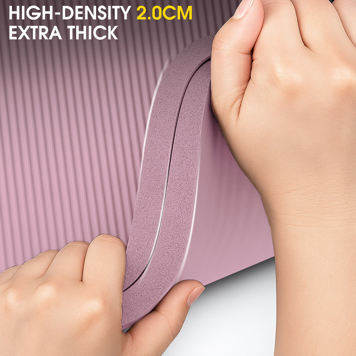 Yoga Mat 20mm Extra Thick NBR Foam, 183 x 61 cm, Non-Slip, With Carry Bag & Strap