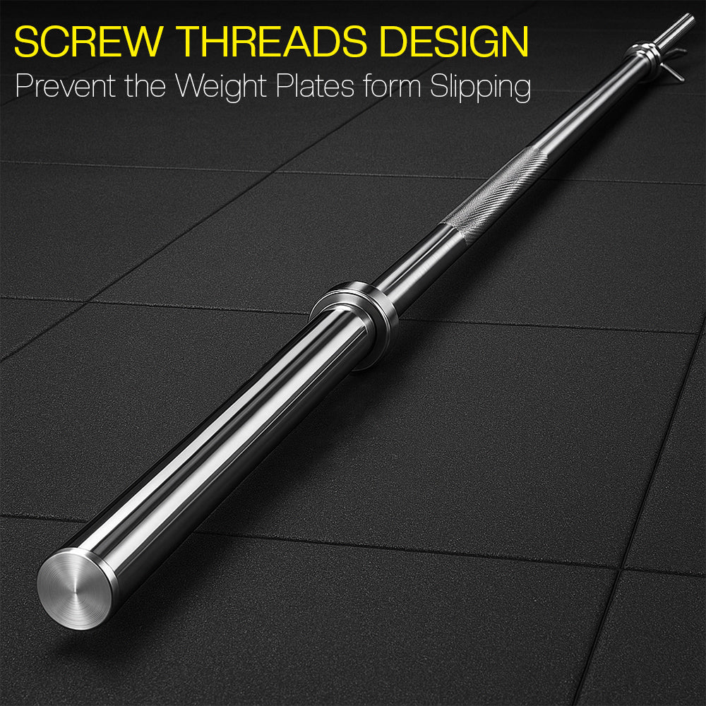 Standard 1" Chrome Barbell – 4ft, 5ft, 6ft, 7ft | Knurled Grip, Collars Included | Fits 1" Weight Plates – Home Gym & Strength Training