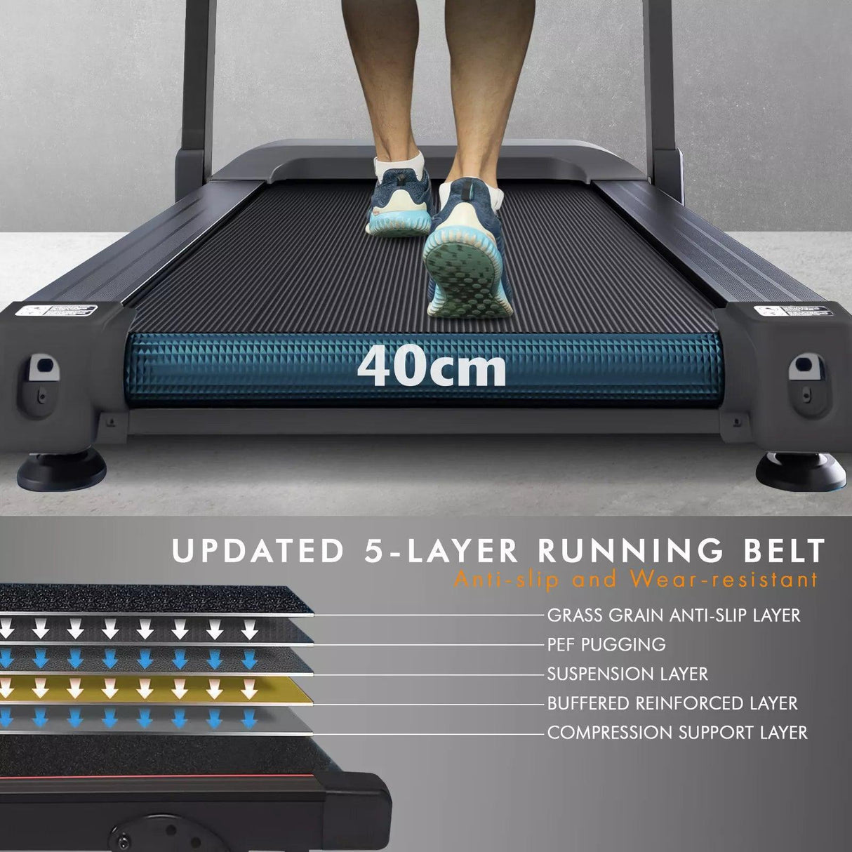Foldable Treadmill 1–12 KM/H – Incline, Massager & Home Gym Design