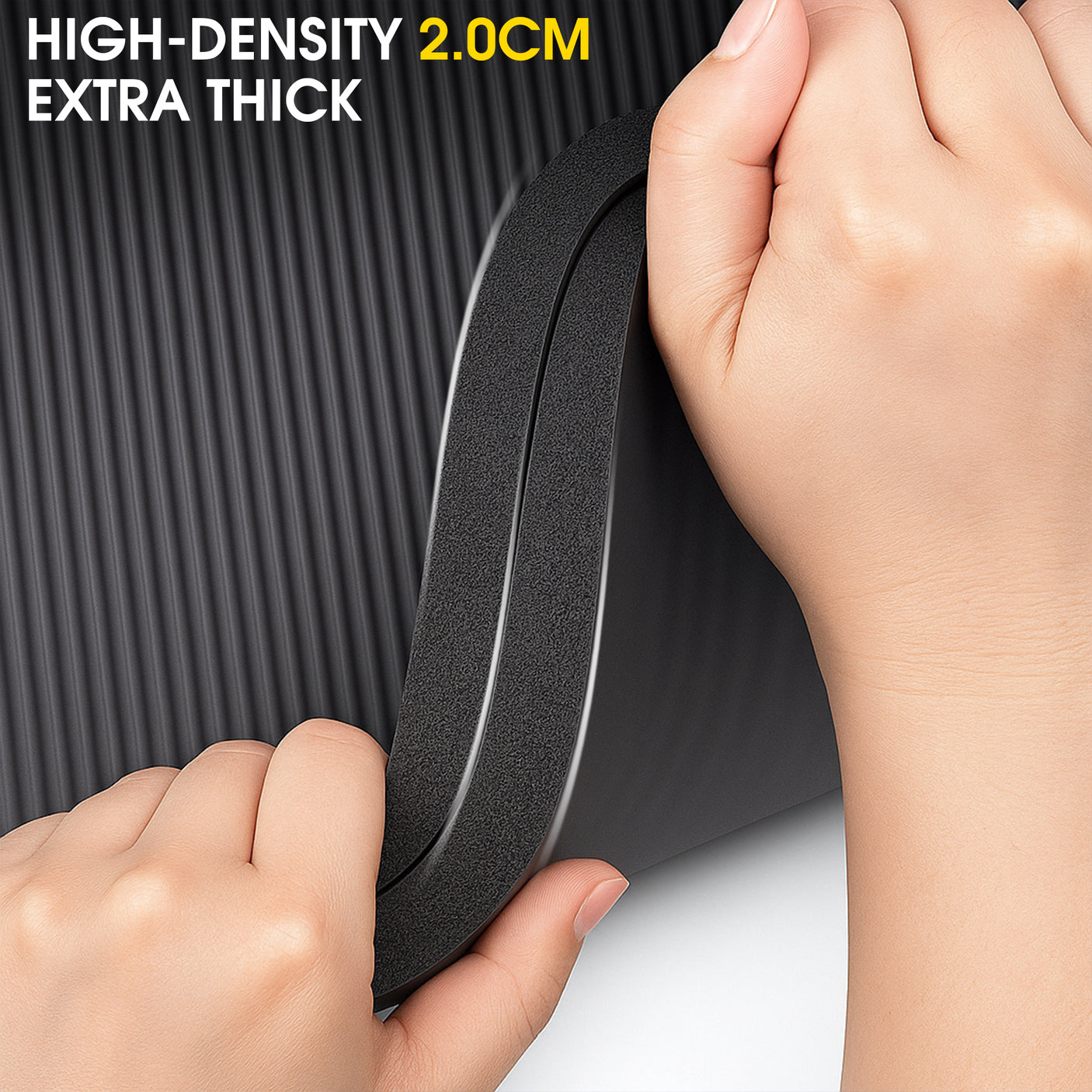 Yoga Mat 20mm Extra Thick NBR Foam, 183 x 61 cm, Non-Slip, With Carry Bag & Strap