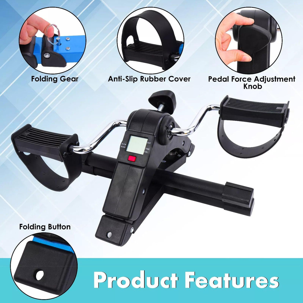 Mini Exercise Bike – Portable Pedal Exerciser with LCD Screen & Adjustable Resistance for Arm & Leg Workout