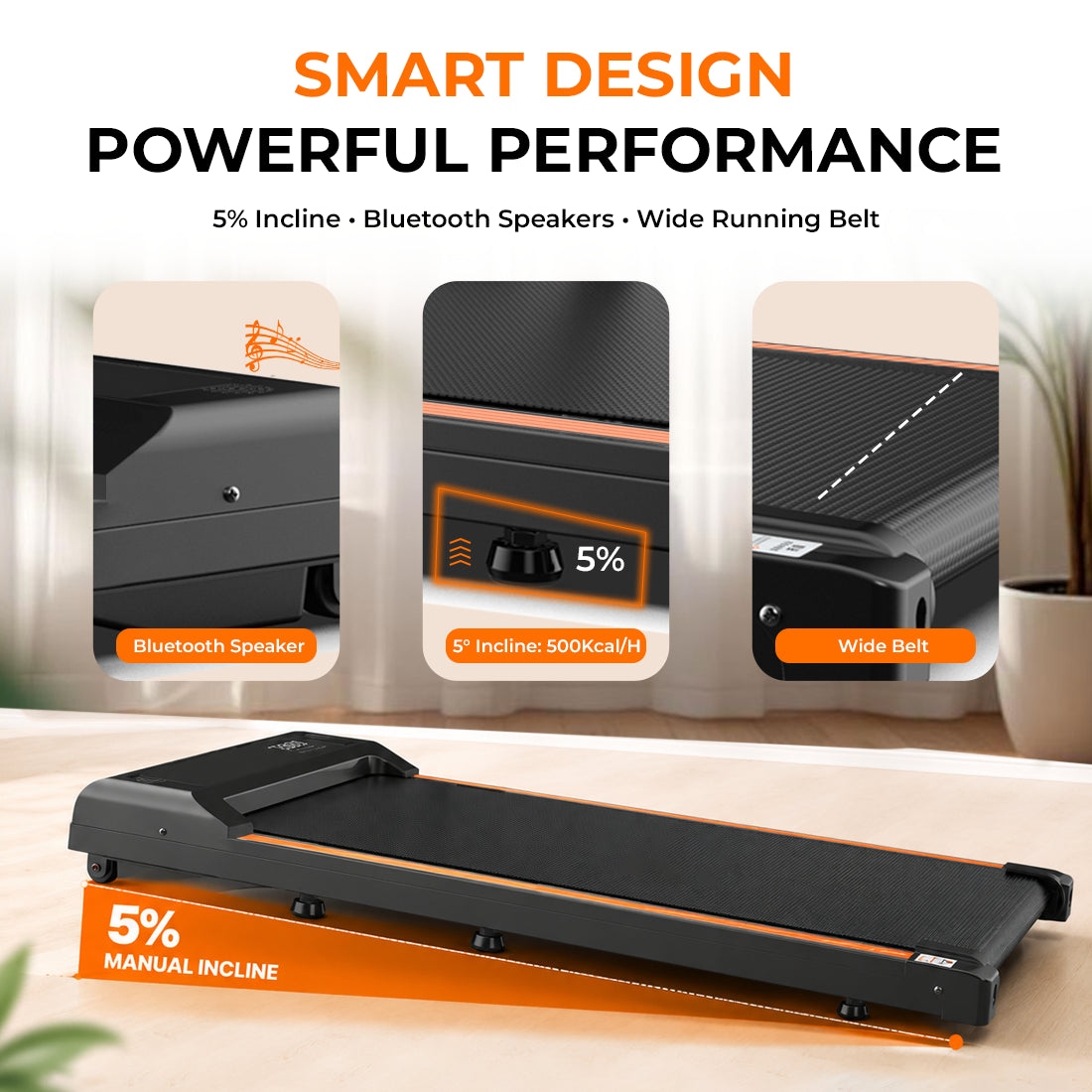FK Sports Walking Pad Foldable Under-Desk Treadmill – Quiet 2.5HP Motor, Up to 6 km/h, Home & Office Use
