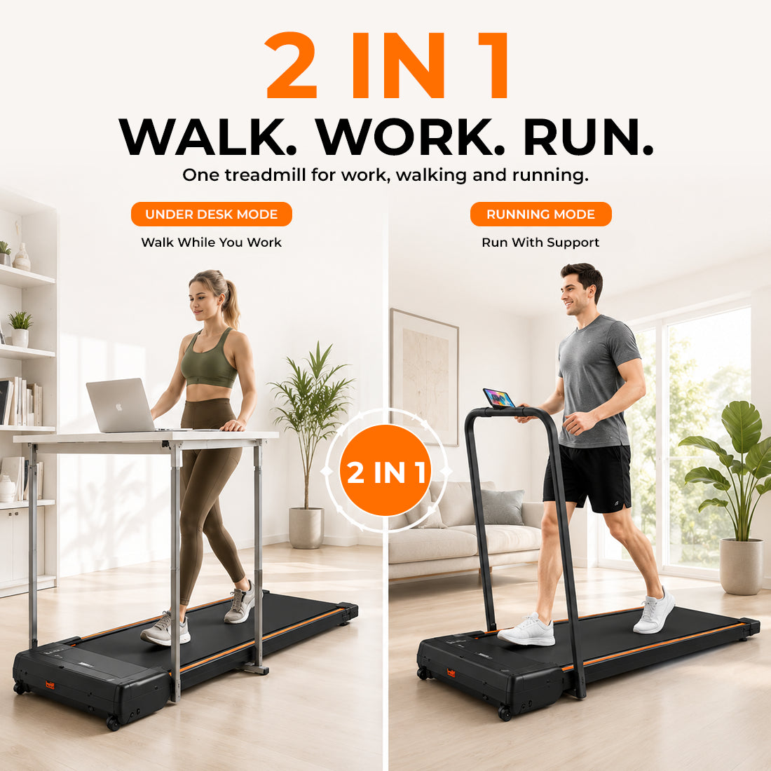 FK Sports Walking Pad Foldable Under-Desk Treadmill – Quiet 2.5HP Motor, Up to 6 km/h, Home & Office Use