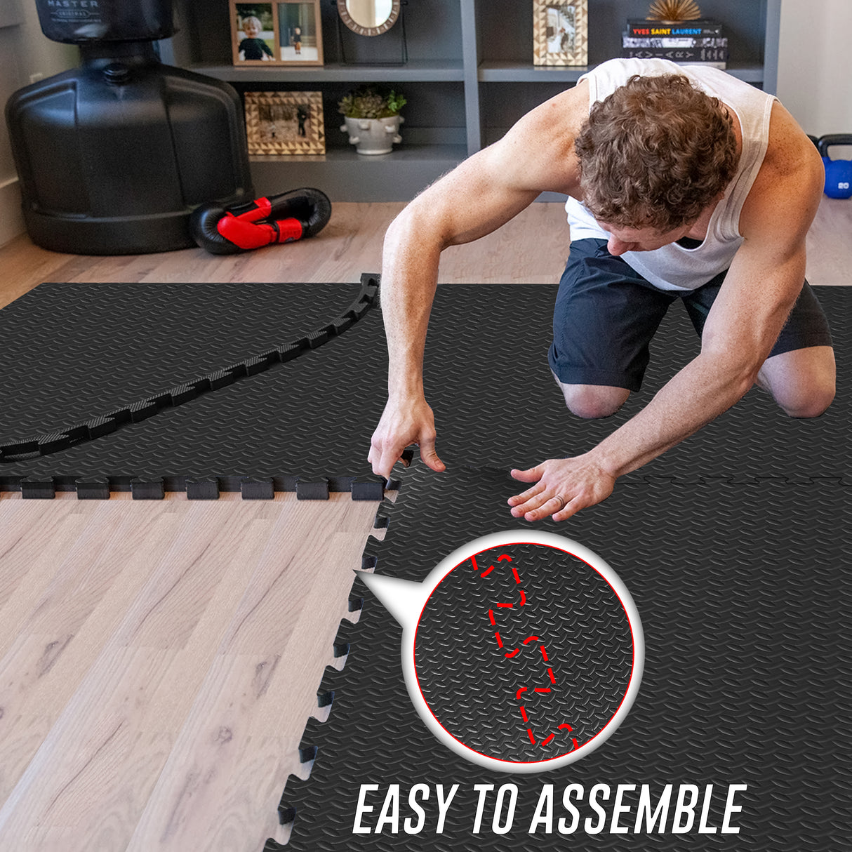 EVA Interlocking Floor Mats Soft Foam Gym Flooring Mat Yoga Tiles 25 mm 60x60cm