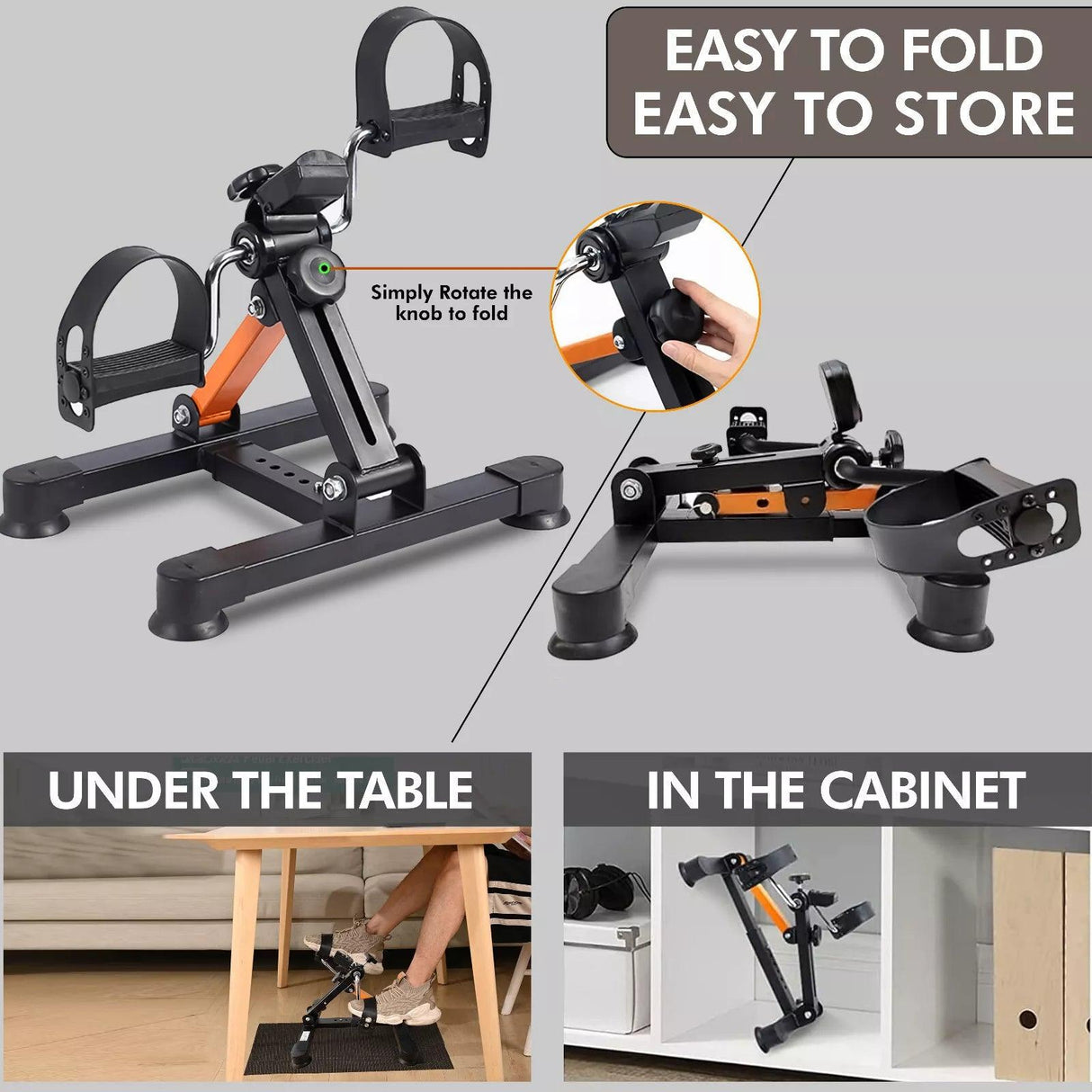 Mini Exercise Bike Portable Pedal Exerciser Resistance Cycle Indoor Gym Fitness