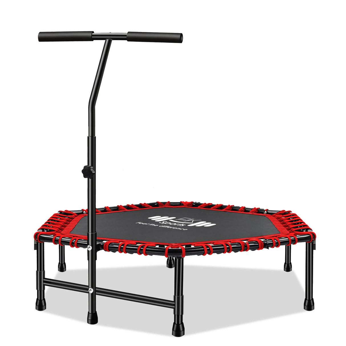 40"/48" Mini Rebounder Trampoline – Quiet Bungee Fitness Trampoline for Adults with Adjustable Handle