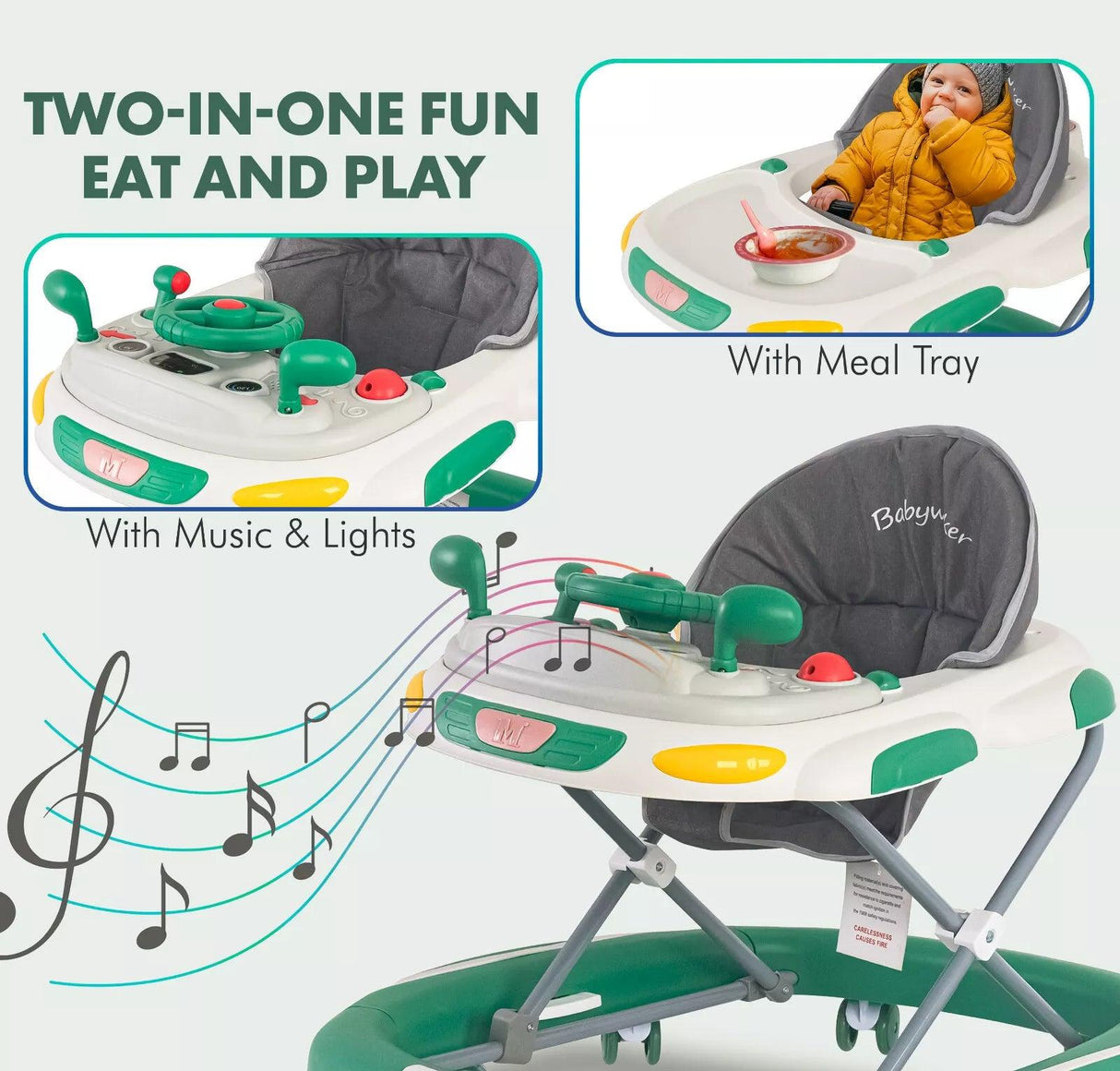 Baby Walker/Rocker Bouncer First Steps Push Along Activity Music Ride On Car UK