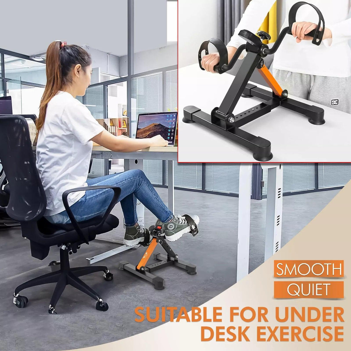 Mini Exercise Bike Portable Pedal Exerciser Resistance Cycle Indoor Gym Fitness