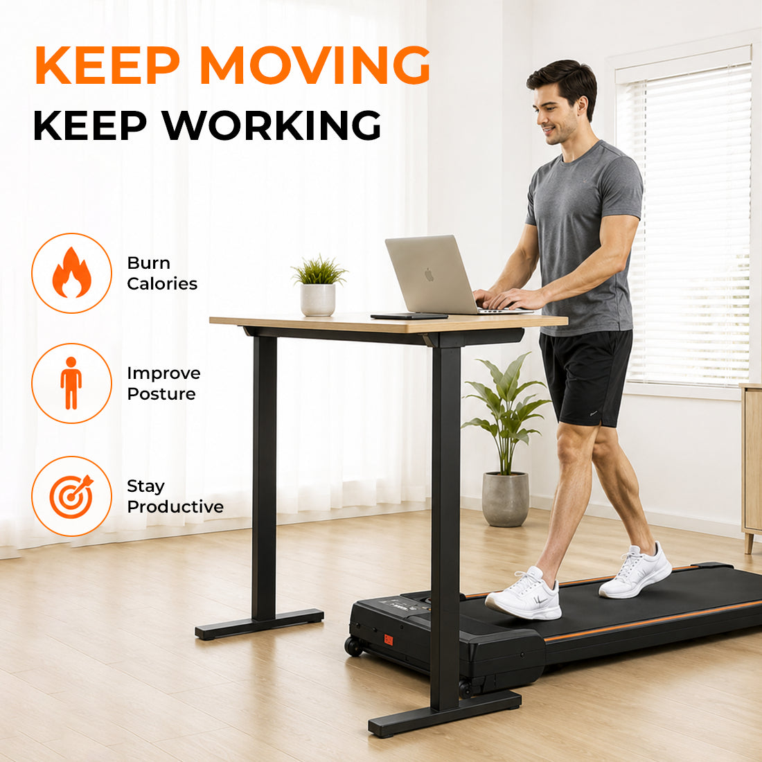 FK Sports Walking Pad Foldable Under-Desk Treadmill – Quiet 2.5HP Motor, Up to 6 km/h, Home & Office Use
