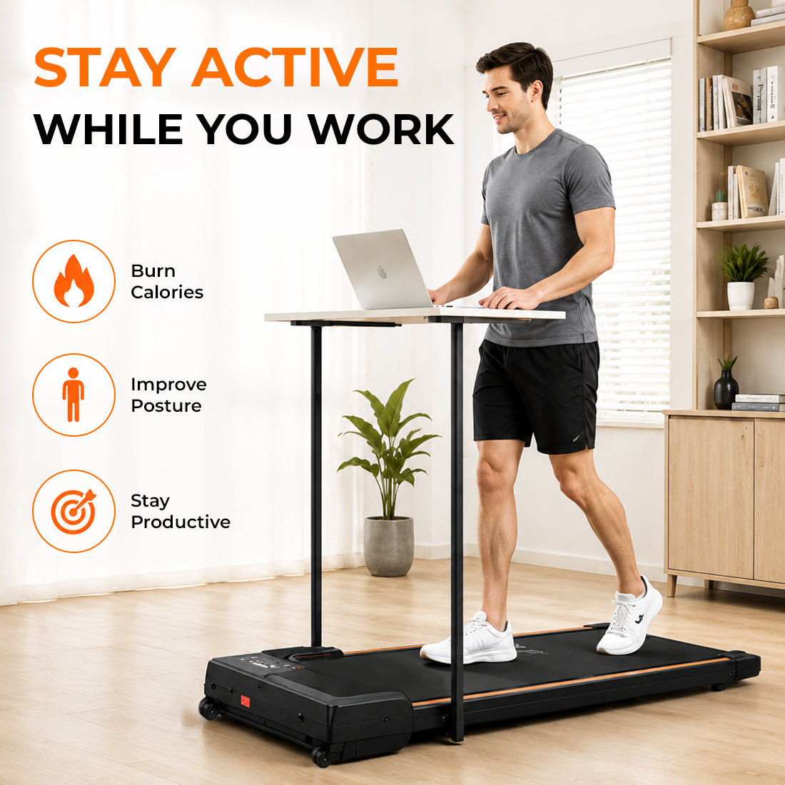 FK Sports Walking Pad Foldable Under-Desk Treadmill – Quiet 2.5HP Motor, Up to 6 km/h, Home & Office Use